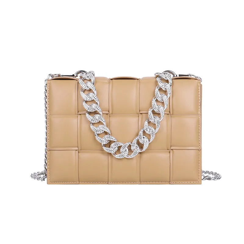 Sling Bags Woven Small Square Bag Summer Portable Women's Bag Chain Shoulder Bag