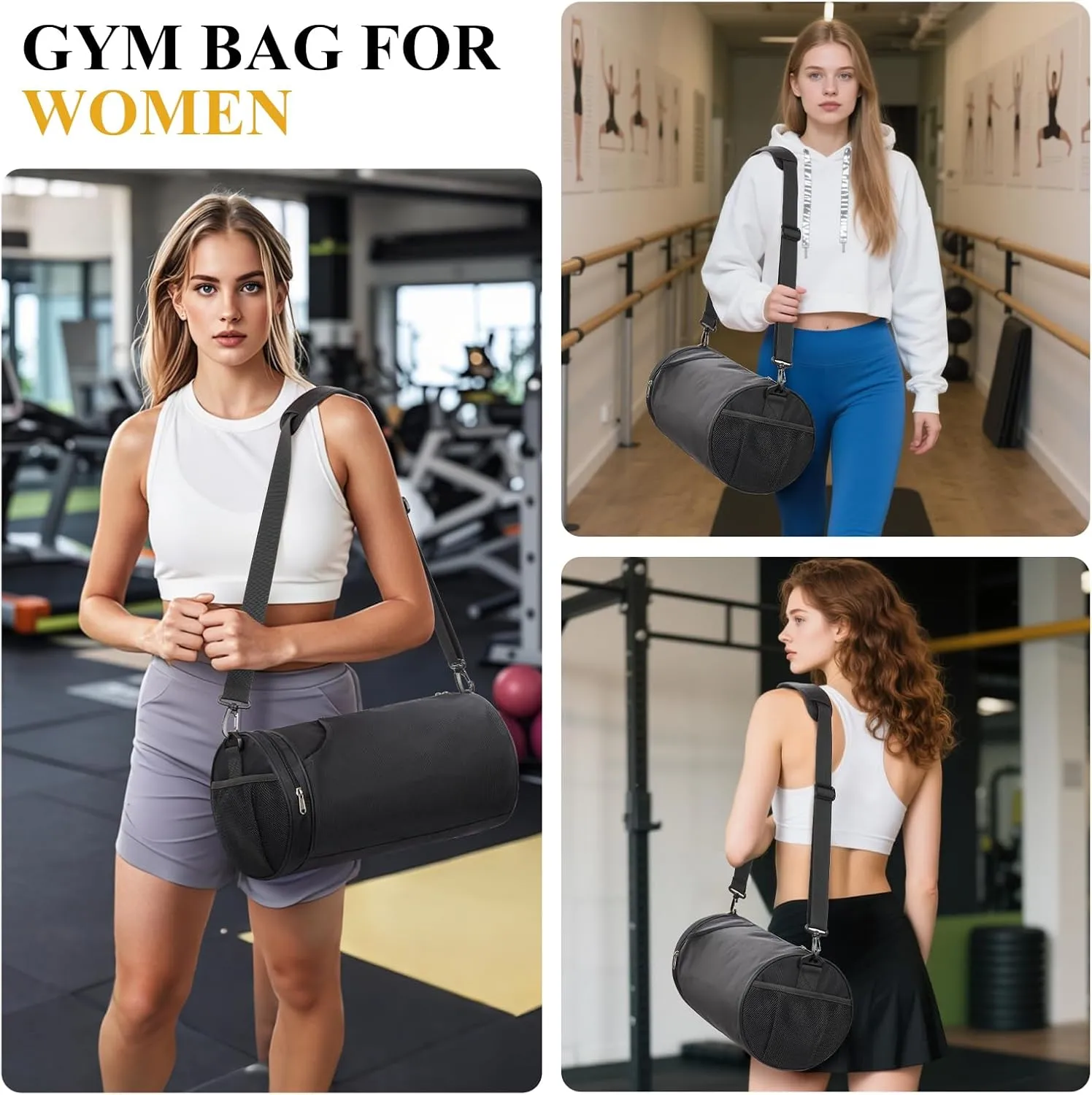 Small Sports Gym Bag Workout Lightweight Mini Duffel Bags for Men Women,Daily Bag,Medium(Black)