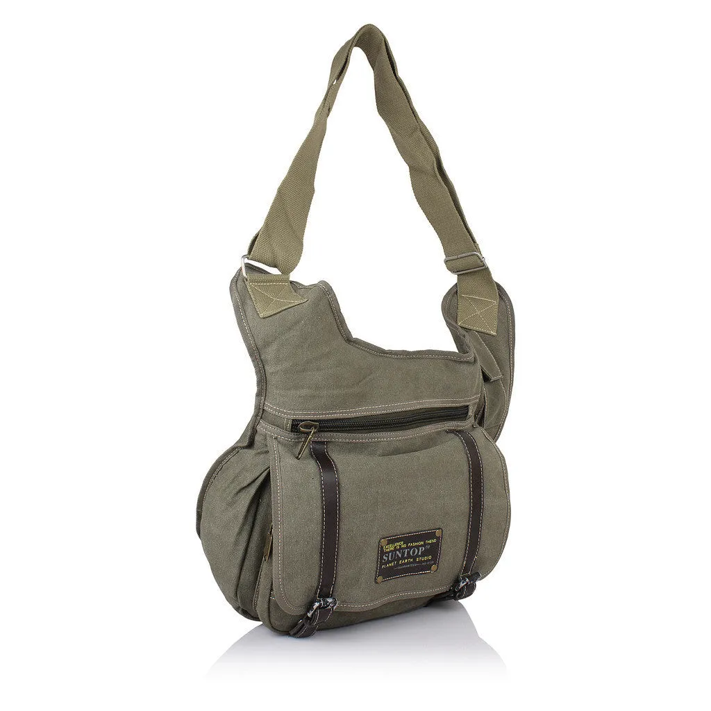 Suntop Men Green Cotton, Canvas Sling Bag(Green)