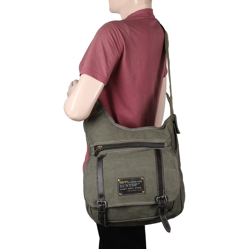 Suntop Men Green Cotton, Canvas Sling Bag(Green)
