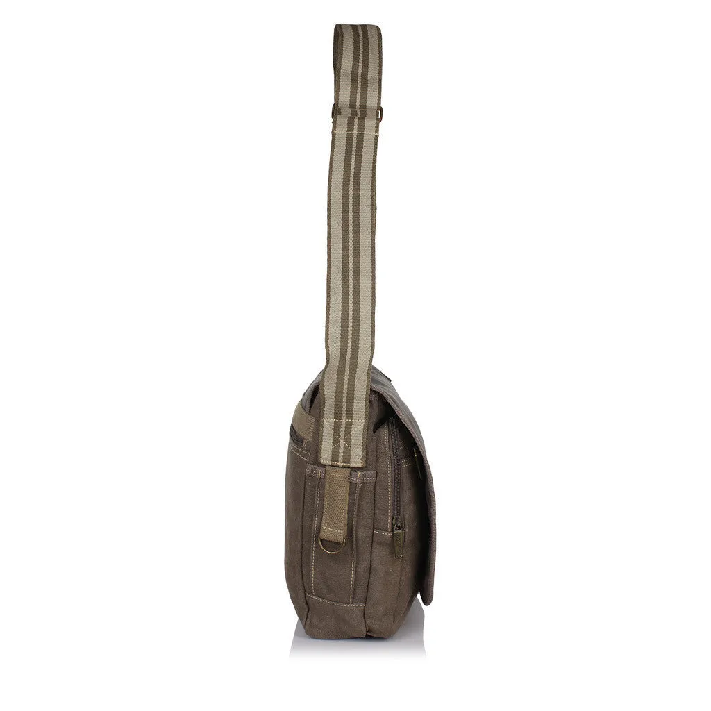 Suntop Men Multicolor Cotton, Canvas Sling Bag(Black and Brown)