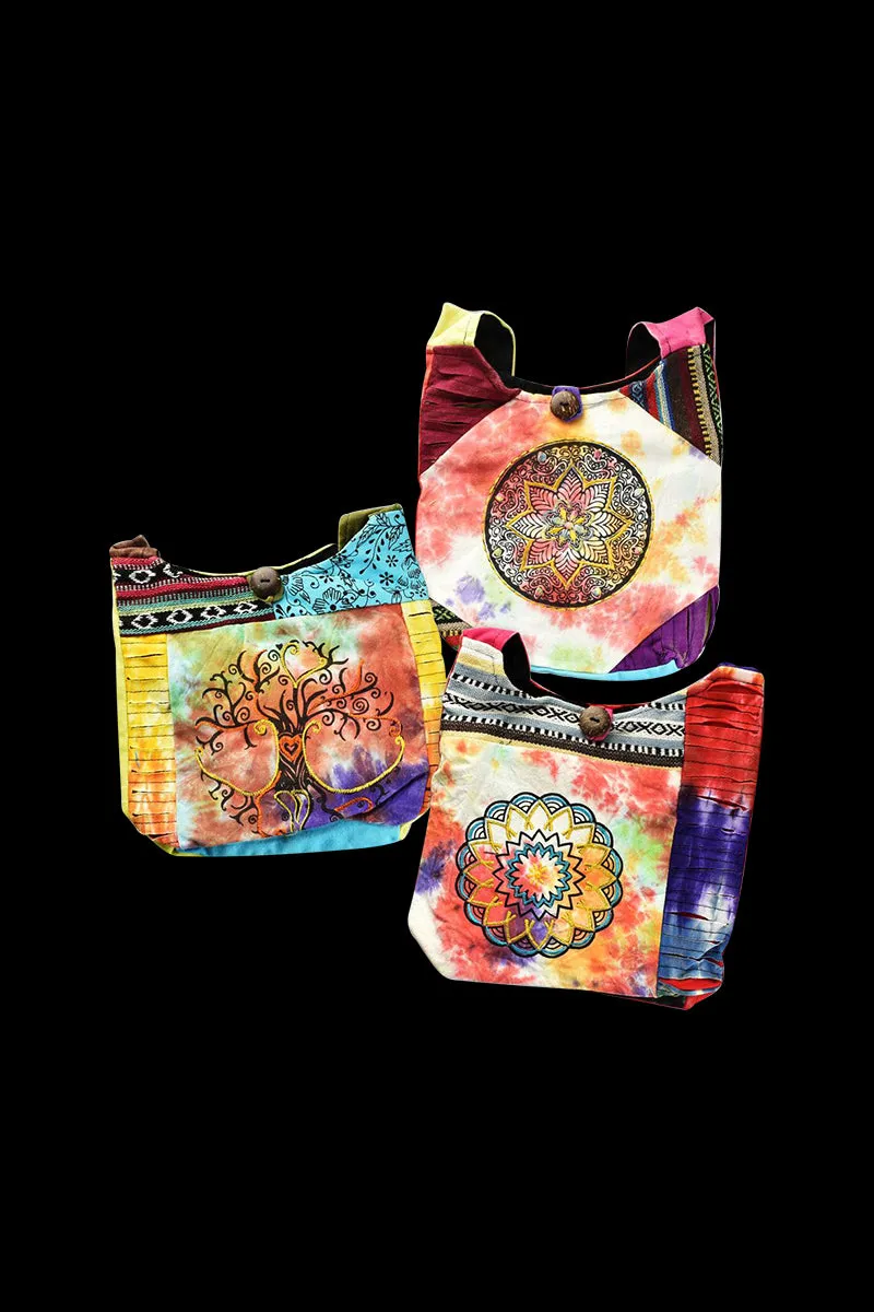 ThreadHeads Embroidered Tie-Dye Sling Bag - 3 Pack