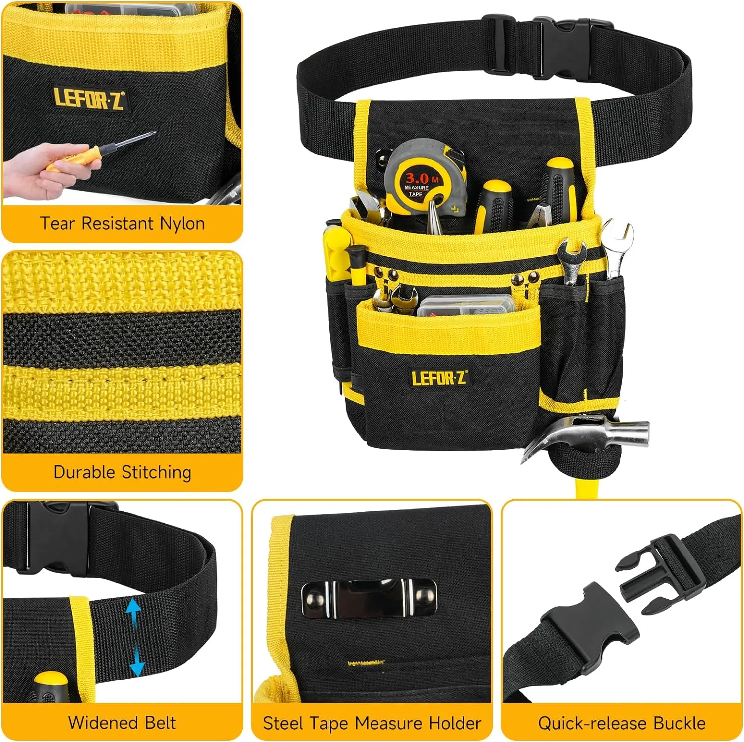 Tool Belt,Magnetic Tool Pouch,13-Pockets Tool Belts for Men,Detachable & Adjustable Tool Pouch belt for Electrician,Carpenter,Construction,Work Apron,Utility Belt,Gift for Dad