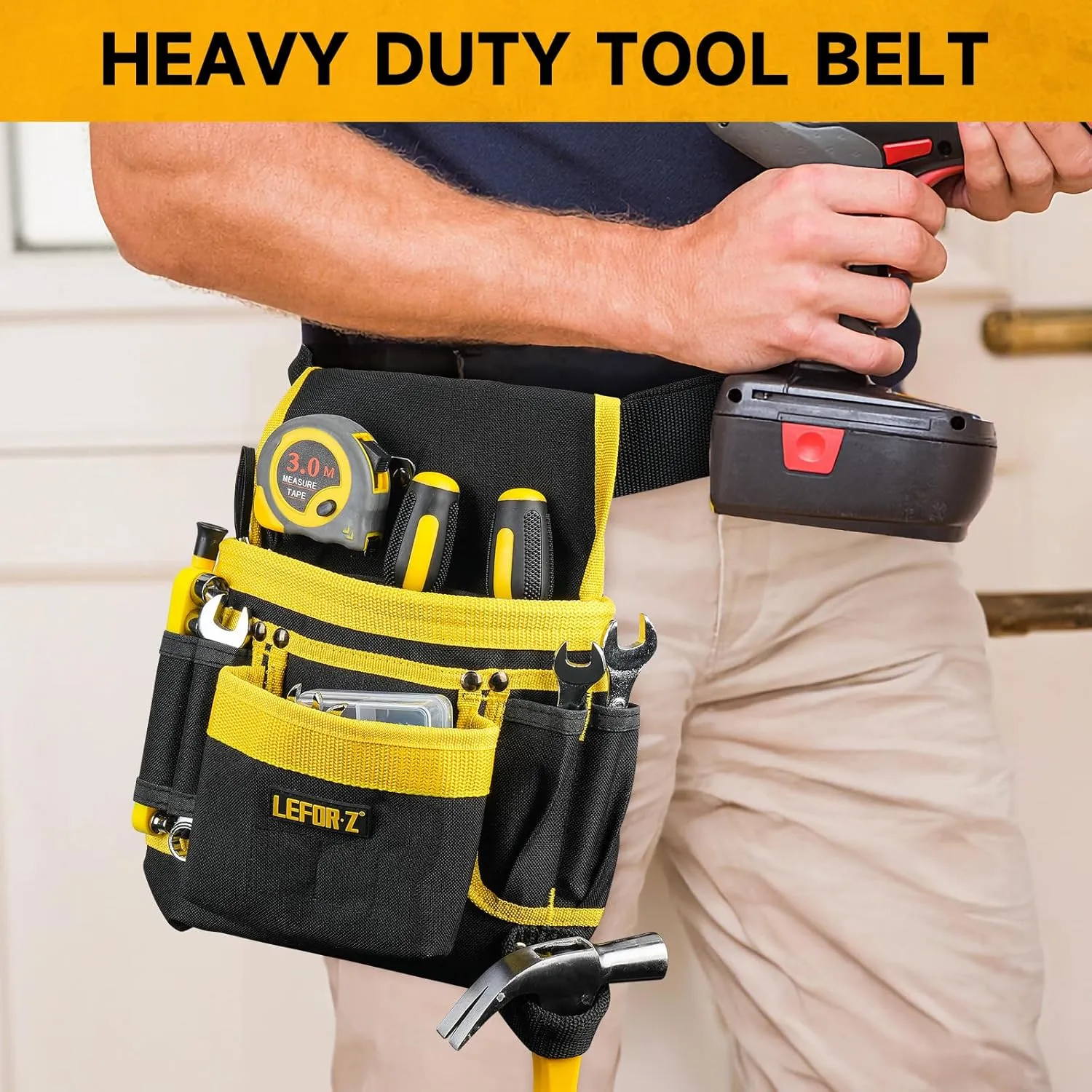 Tool Belt,Magnetic Tool Pouch,13-Pockets Tool Belts for Men,Detachable & Adjustable Tool Pouch belt for Electrician,Carpenter,Construction,Work Apron,Utility Belt,Gift for Dad