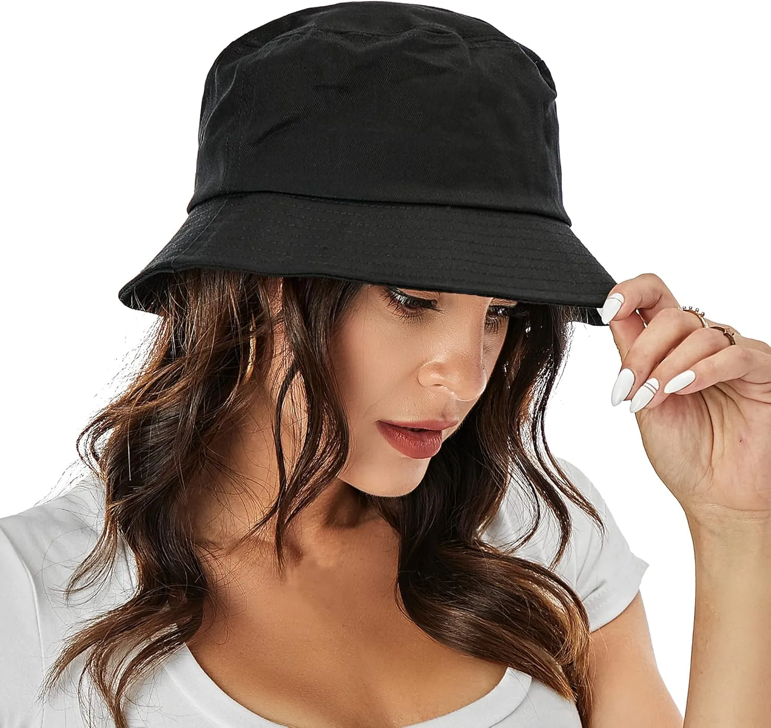 Umeepar Unisex Cotton Packable Bucket Hat Sun Hat Plain Colors for Men Women