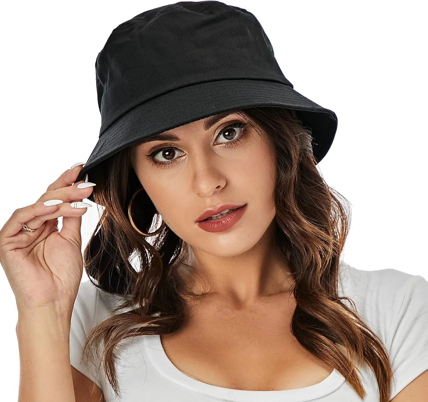 Umeepar Unisex Cotton Packable Bucket Hat Sun Hat Plain Colors for Men Women