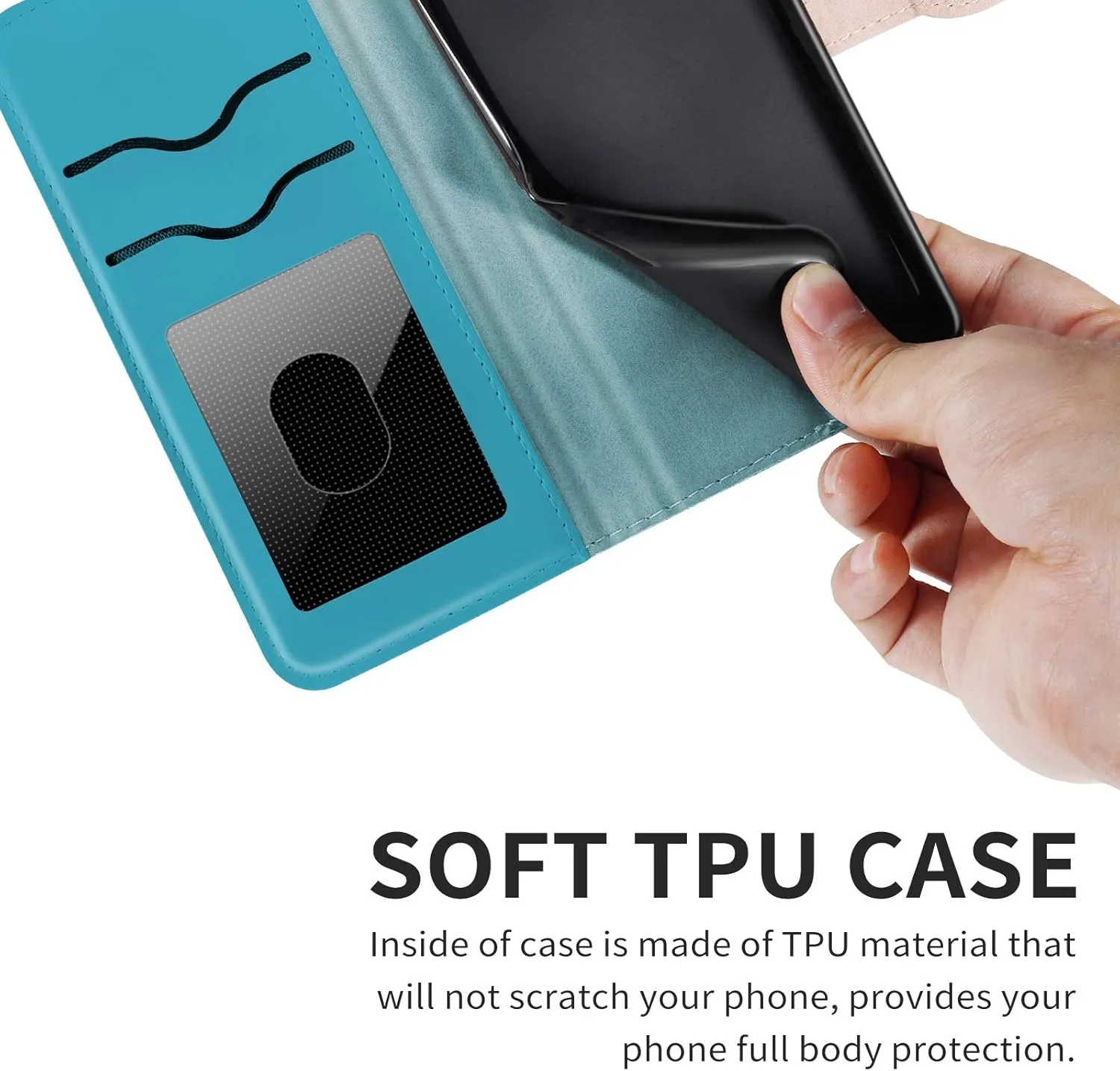 Wallet Case for iPhone 12 Mini 5.4" with Card Holder,PU Leather Flip Folio Shell Wrist Strap Stand Function Magnetic Closure Phone Cover fits iPhone 12 Mini 5G 5.4 inchTurquoise