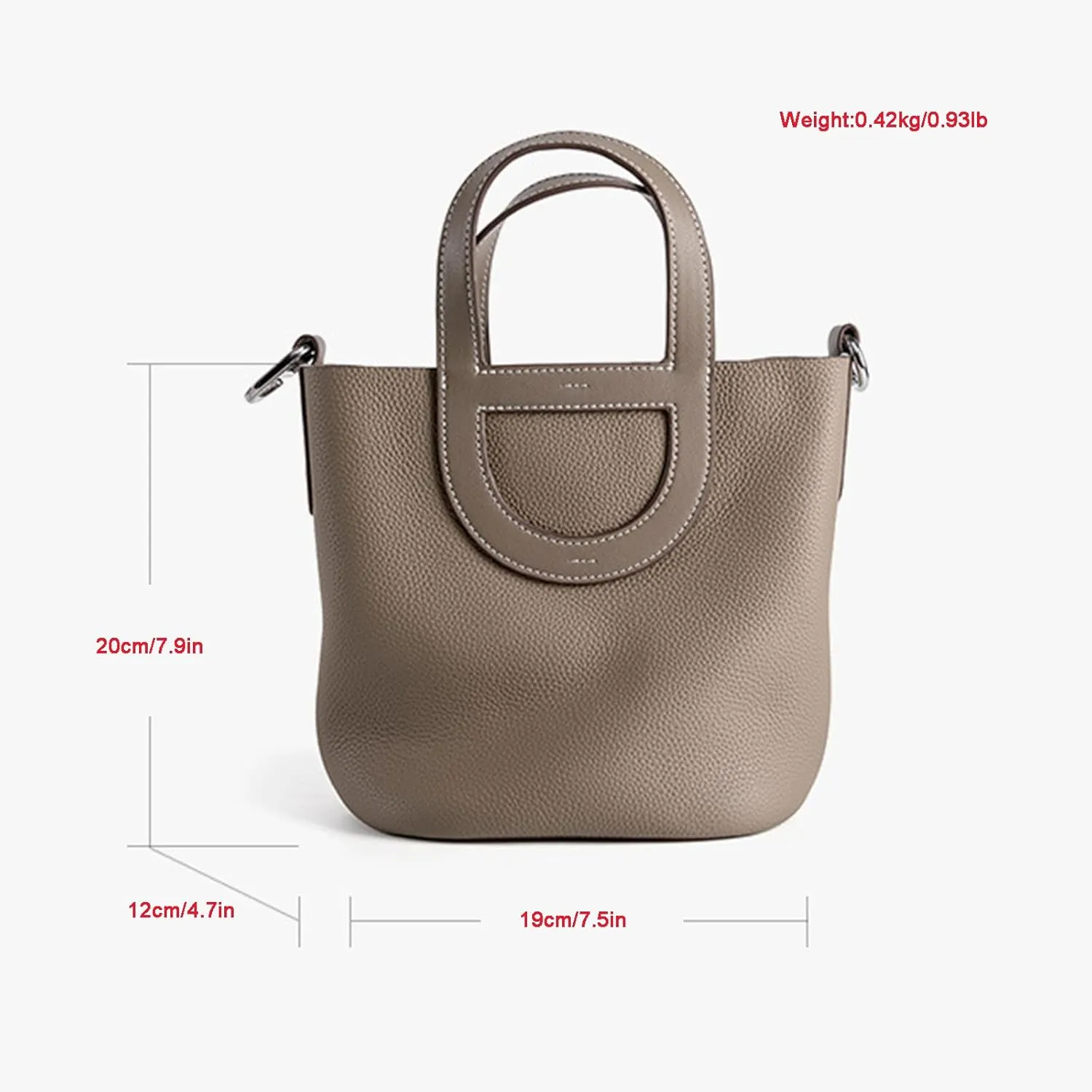 Women's Genuine Leather Bucket Bag Pig Nose Lychee Pattern Vegetable Basket Solid Color Tote Bag Trendy Handbag,Black,19 * 12 * 20cm